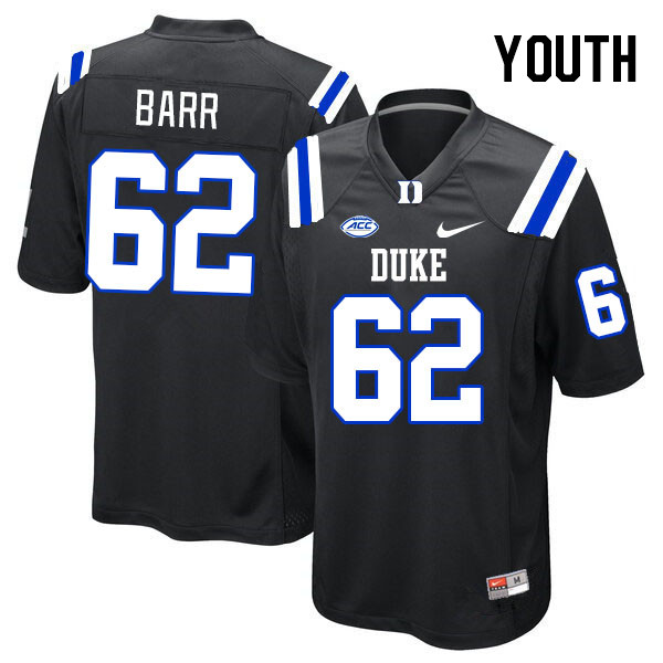 Youth #62 Michael Barr Duke Blue Devils College Football Jerseys Stitched-Black